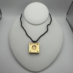 Vintage Pascal Morabito OR NOIR Perfume Bottle Pendant Necklace Gold Tone